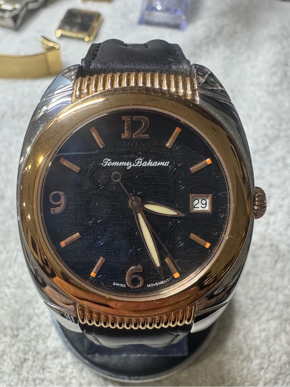 Tommy Bahama Two-Tone Black Dial Dress Watch